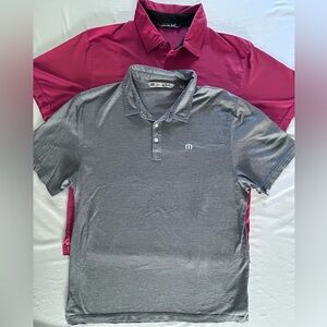 TravisMathew Polo Bundle XL Men Golf Shirts Gray Red Performance 2 Pack